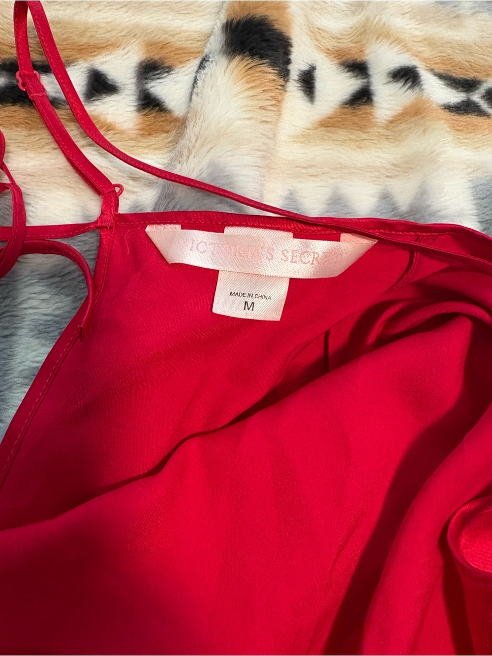 Victoria's Secret 2003 Red Satin Slip with Black Lace Appliqué - Picture 4 of 5